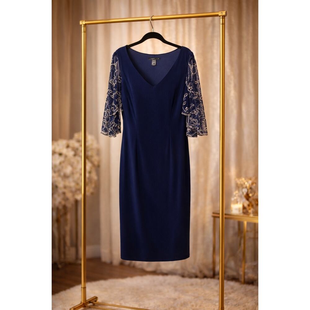 Frank Lyman Montreal Beaded Flutter Sleeves Mother of the Bride Cocktail Dress